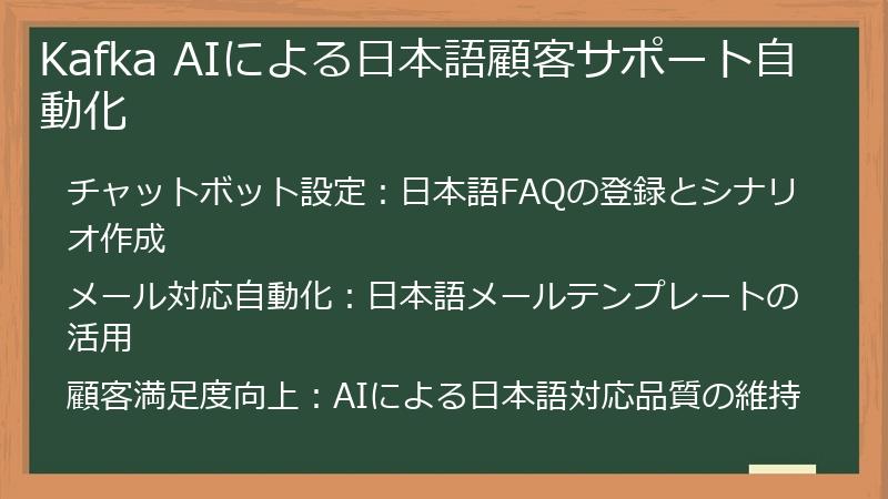 Kafka AIによる日本語顧客サポート自動化