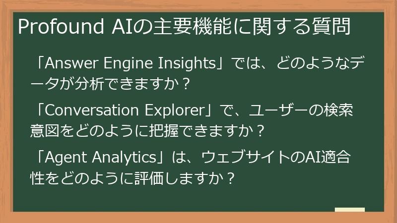 Profound AIの主要機能に関する質問