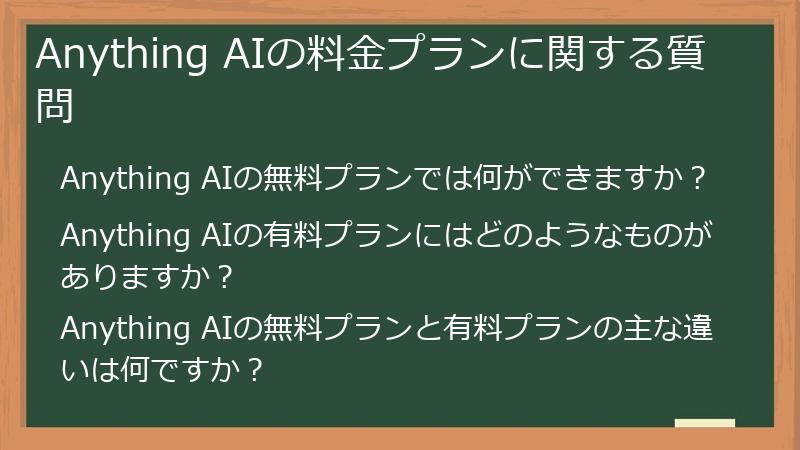 Anything AIの料金プランに関する質問