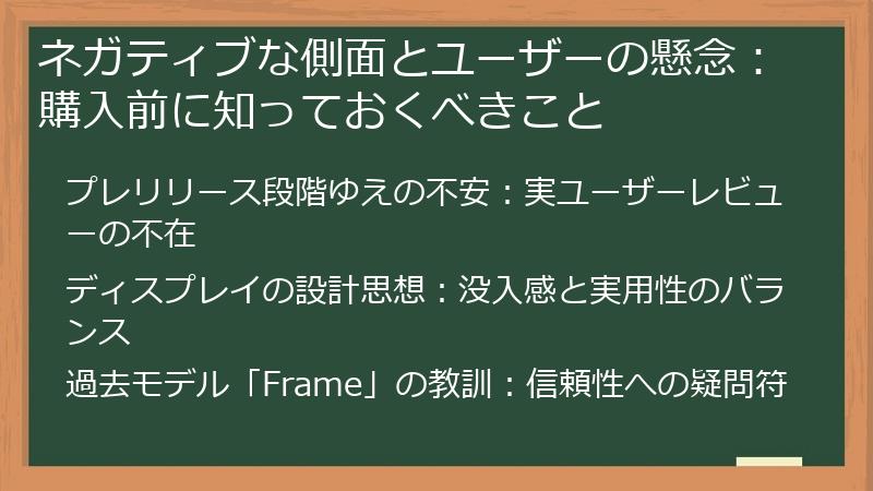 ネガティブな側面とユーザーの懸念：購入前に知っておくべきこと