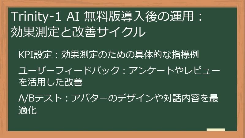 Trinity-1 AI 無料版導入後の運用:効果測定と改善サイクル