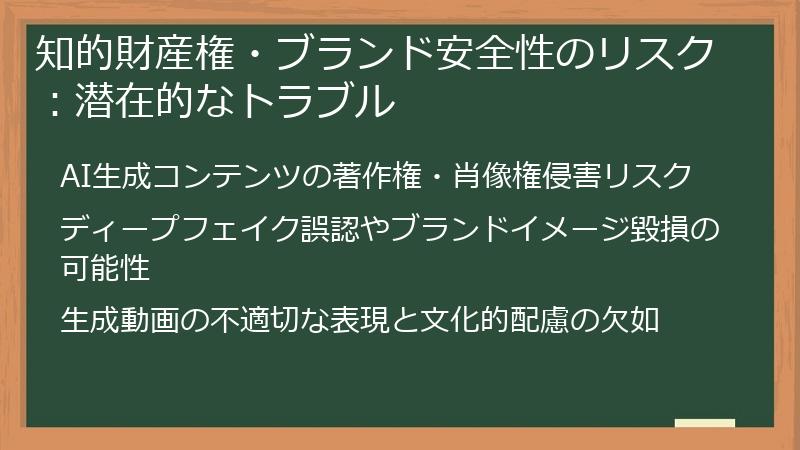 知的財産権・ブランド安全性のリスク：潜在的なトラブル