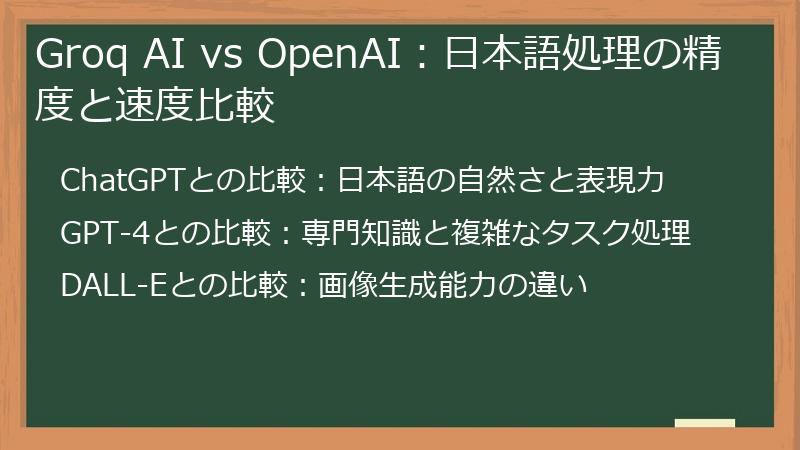 Groq AI vs OpenAI：日本語処理の精度と速度比較