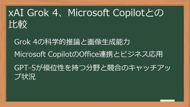 xAI Grok 4、Microsoft Copilotとの比較