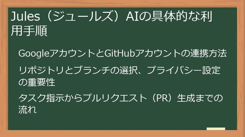 Jules（ジュールズ）AIの具体的な利用手順