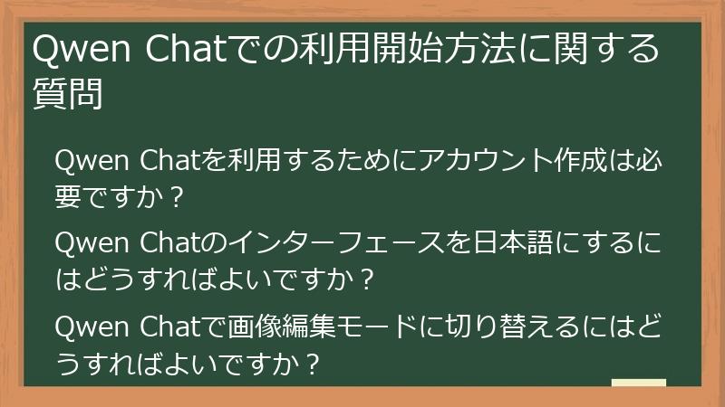 Qwen Chatでの利用開始方法に関する質問