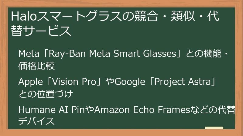 Haloスマートグラスの競合・類似・代替サービス