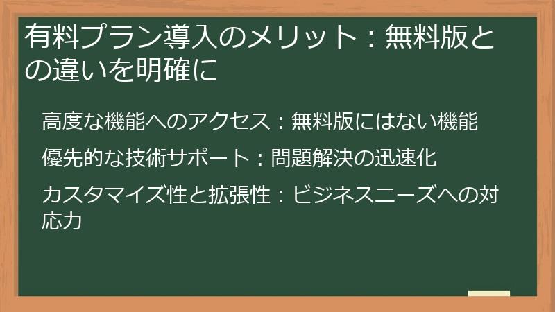 有料プラン導入のメリット:無料版との違いを明確に