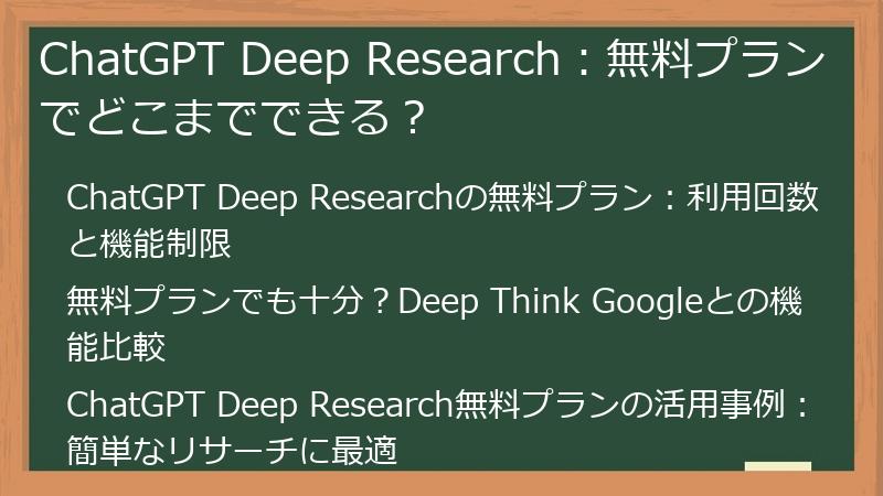ChatGPT Deep Research：無料プランでどこまでできる？