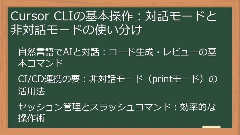 Cursor CLIの基本操作：対話モードと非対話モードの使い分け
