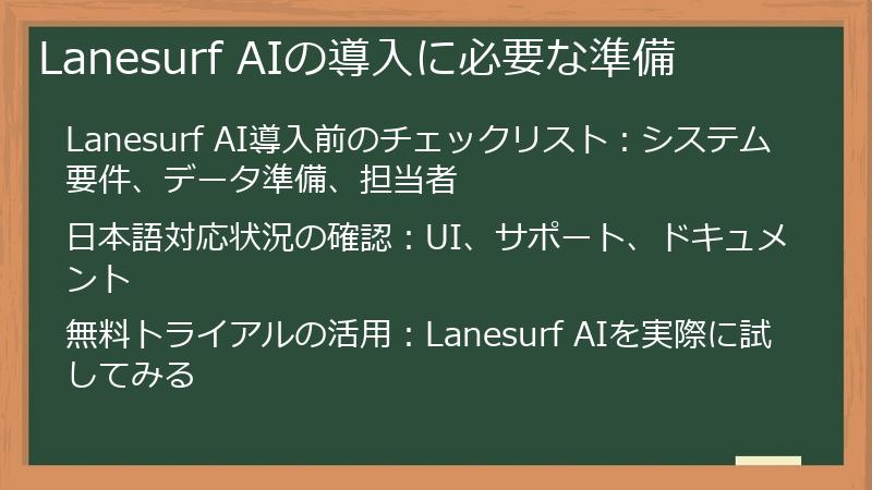Lanesurf AIの導入に必要な準備