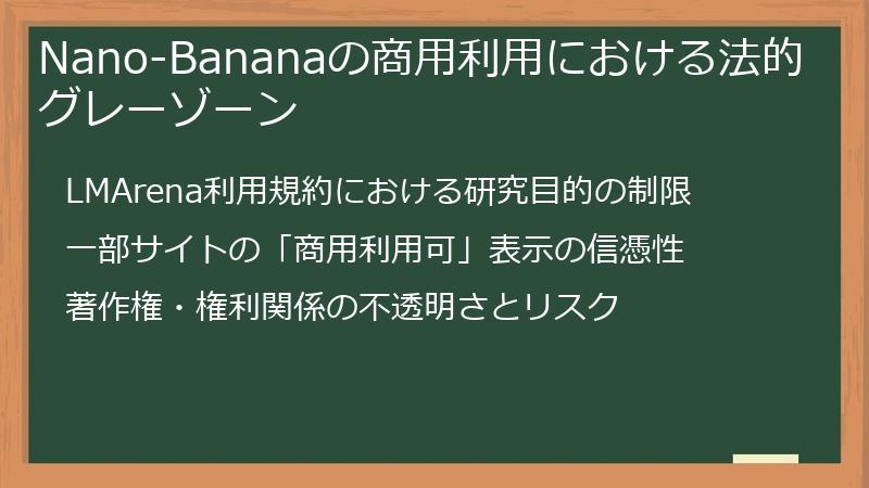 Nano-Bananaの商用利用における法的グレーゾーン