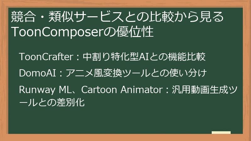競合・類似サービスとの比較から見るToonComposerの優位性