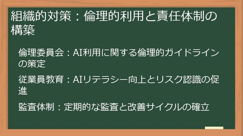 組織的対策：倫理的利用と責任体制の構築