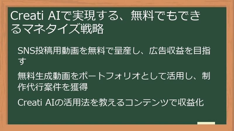 Creati AIで実現する、無料でもできるマネタイズ戦略