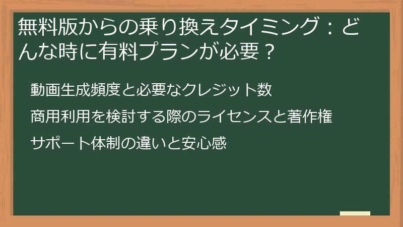 無料版からの乗り換えタイミング：どんな時に有料プランが必要？