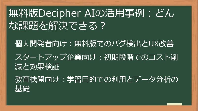 無料版Decipher AIの活用事例：どんな課題を解決できる？