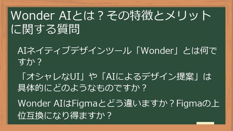 Wonder AIとは？その特徴とメリットに関する質問