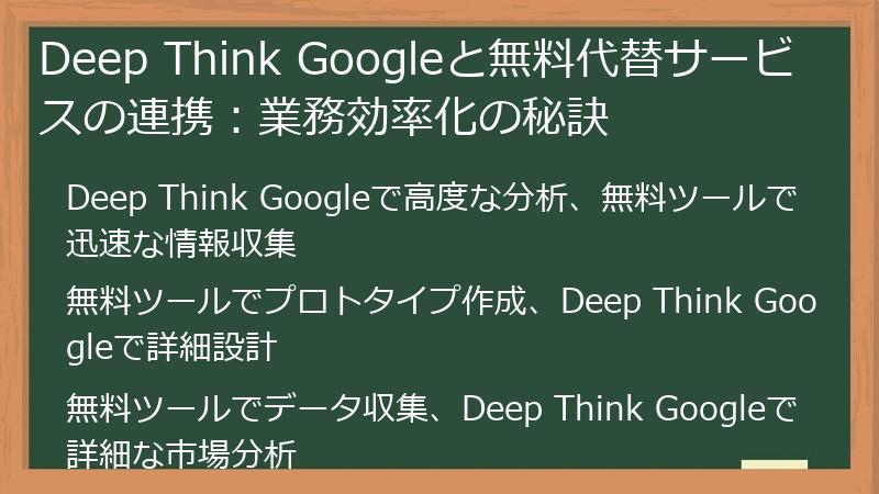 Deep Think Googleと無料代替サービスの連携:業務効率化の秘訣