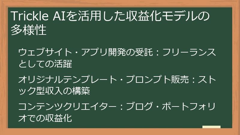 Trickle AIを活用した収益化モデルの多様性