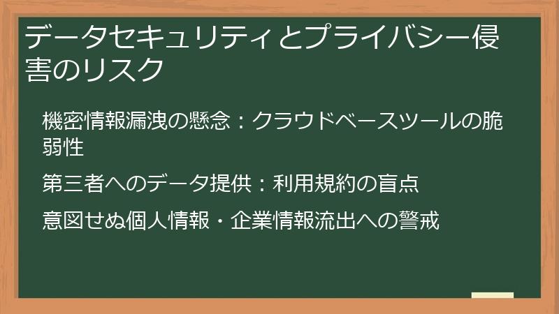 データセキュリティとプライバシー侵害のリスク