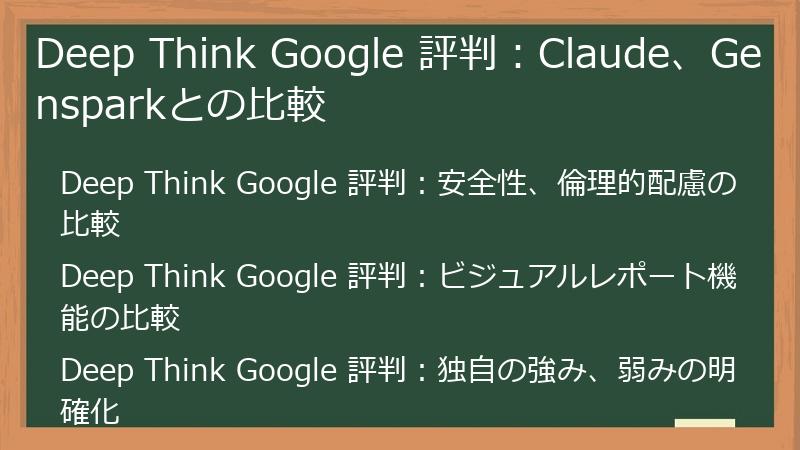 Deep Think Google 評判：Claude、Gensparkとの比較