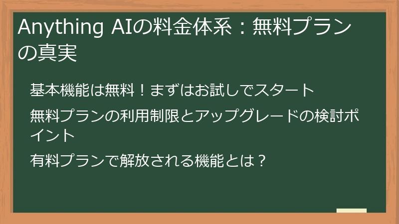 Anything AIの料金体系：無料プランの真実