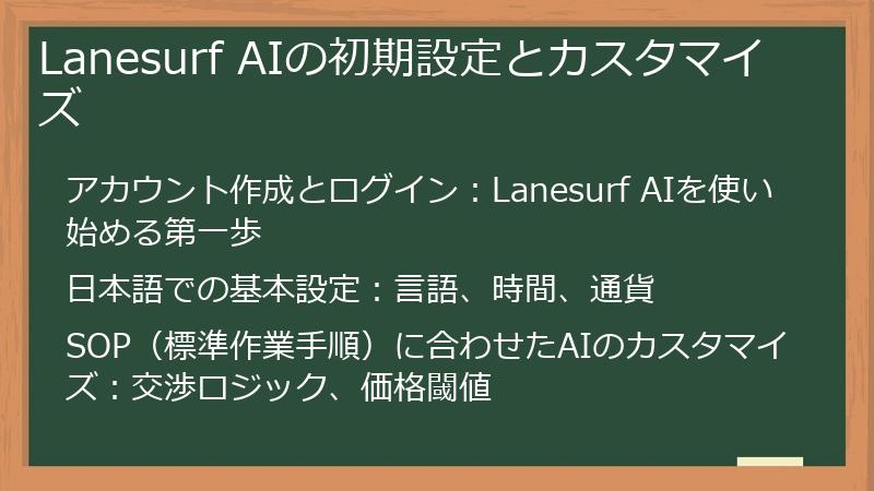 Lanesurf AIの初期設定とカスタマイズ