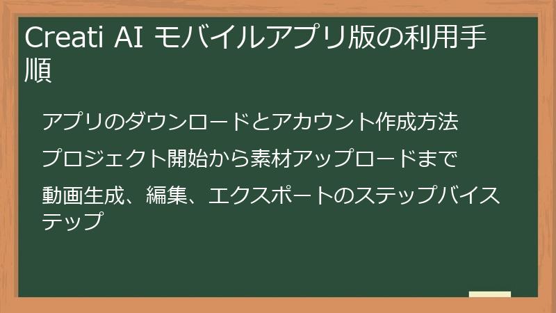 Creati AI モバイルアプリ版の利用手順