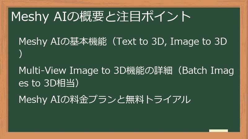 Meshy AIの概要と注目ポイント