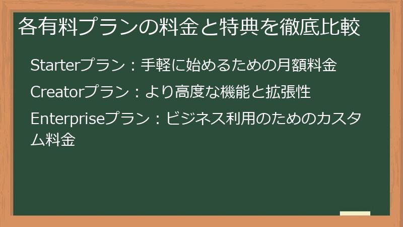 各有料プランの料金と特典を徹底比較