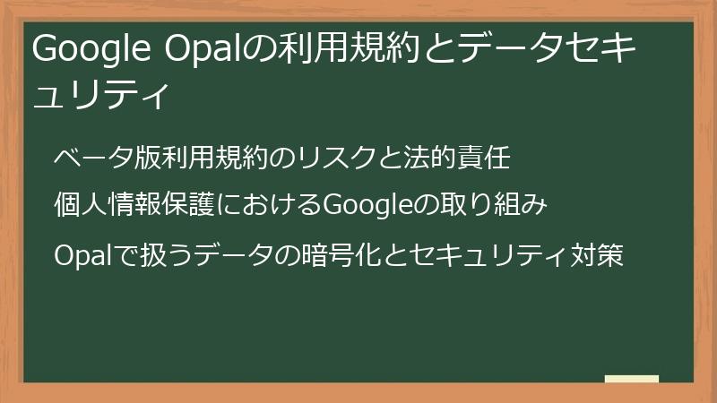 Google Opalの利用規約とデータセキュリティ