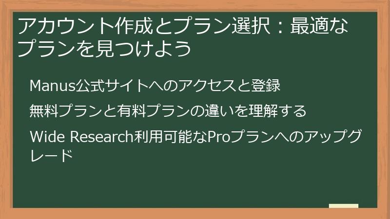 アカウント作成とプラン選択：最適なプランを見つけよう