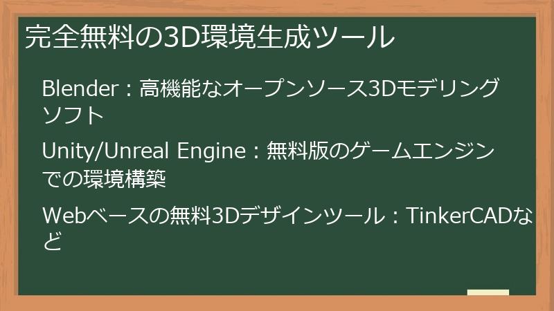 完全無料の3D環境生成ツール