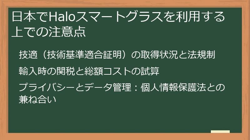 日本でHaloスマートグラスを利用する上での注意点