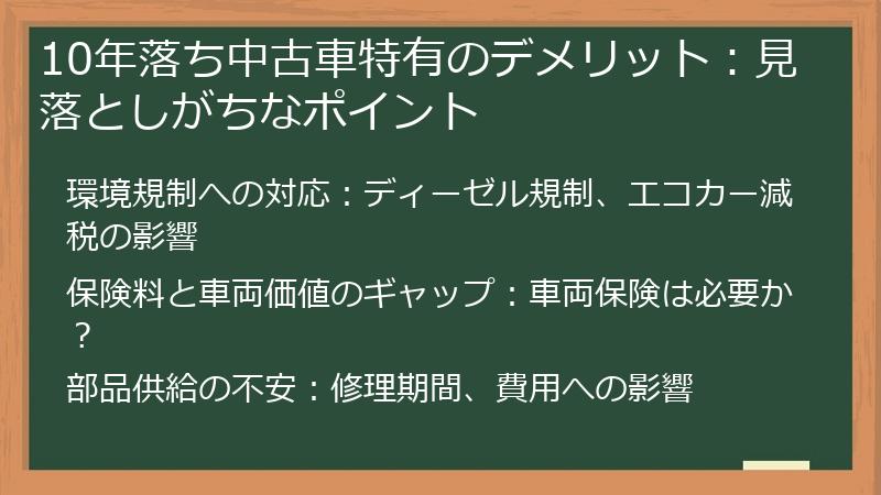 10年落ち中古車特有のデメリット：見落としがちなポイント
