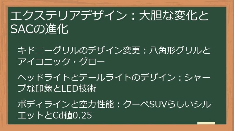 エクステリアデザイン：大胆な変化とSACの進化
