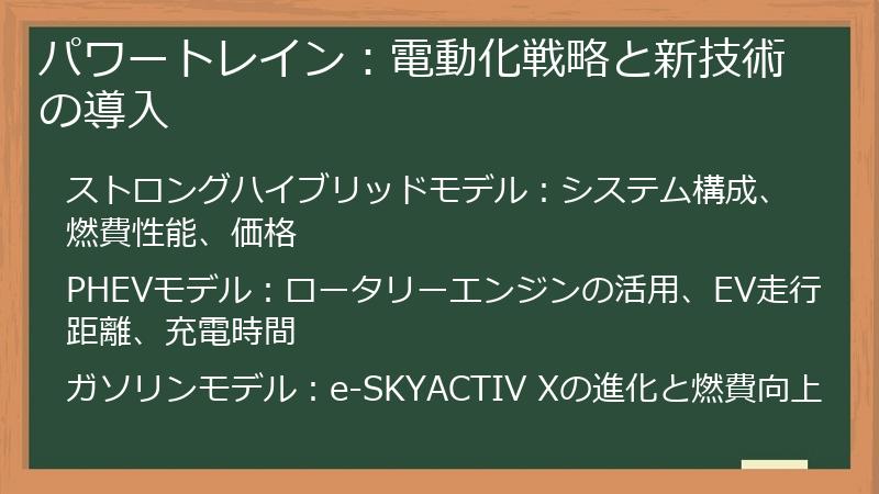 パワートレイン：電動化戦略と新技術の導入