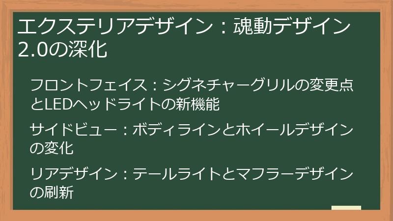 エクステリアデザイン：魂動デザイン2.0の深化