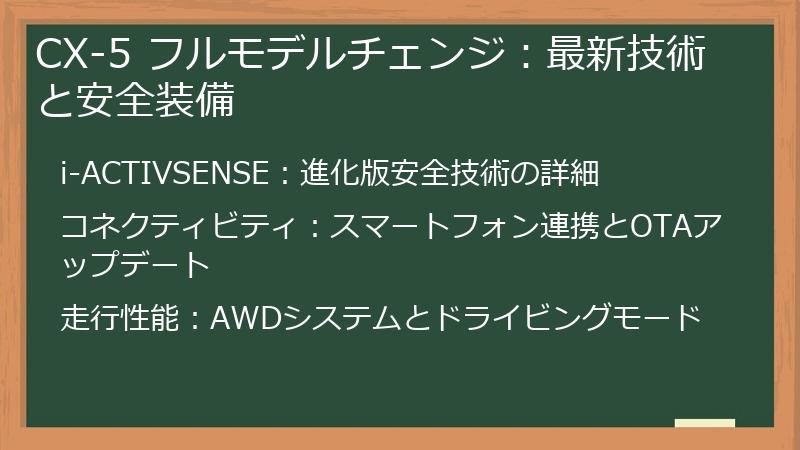 CX-5 フルモデルチェンジ：最新技術と安全装備