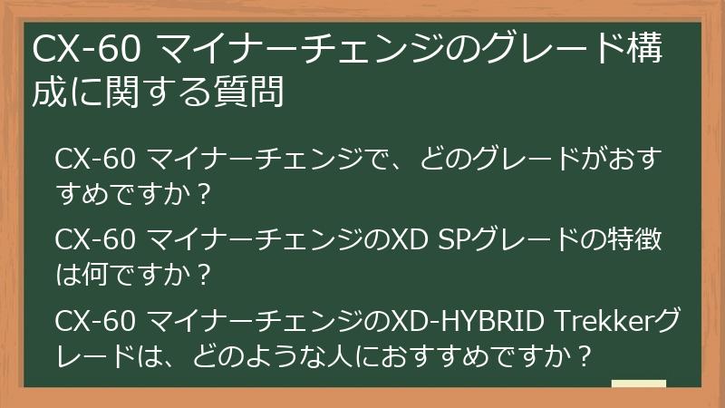 CX-60 マイナーチェンジのグレード構成に関する質問