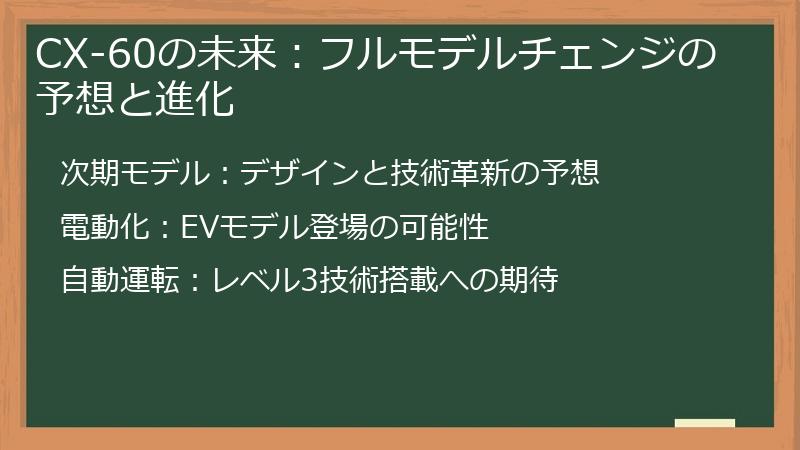 CX-60の未来:フルモデルチェンジの予想と進化
