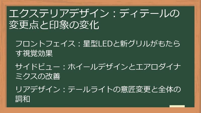 エクステリアデザイン：ディテールの変更点と印象の変化
