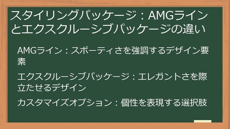 スタイリングパッケージ：AMGラインとエクスクルーシブパッケージの違い