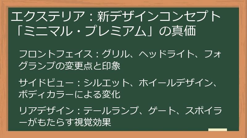 エクステリア：新デザインコンセプト「ミニマル・プレミアム」の真価