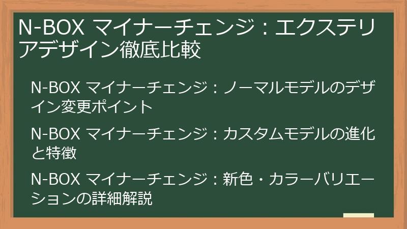 N-BOX マイナーチェンジ：エクステリアデザイン徹底比較