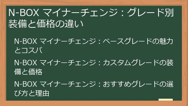 N-BOX マイナーチェンジ：グレード別装備と価格の違い