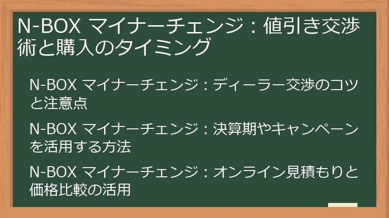 N-BOX マイナーチェンジ：値引き交渉術と購入のタイミング