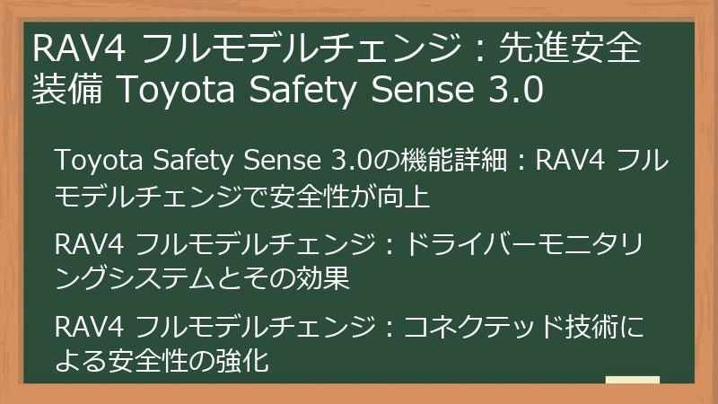 RAV4 フルモデルチェンジ：先進安全装備 Toyota Safety Sense 3.0