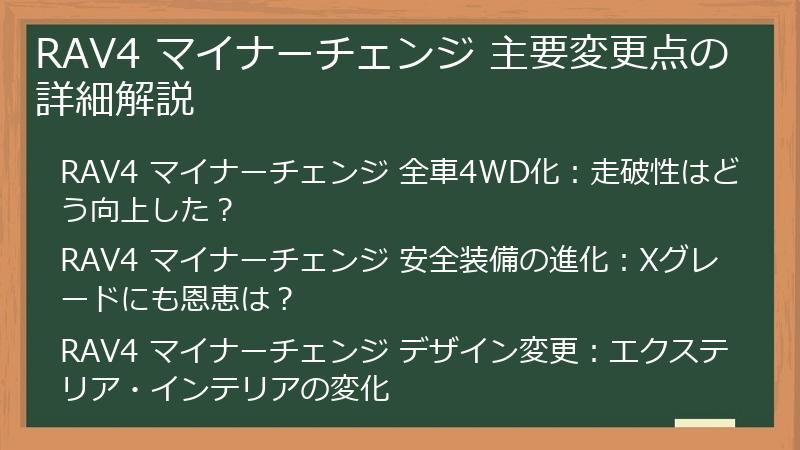 RAV4 マイナーチェンジ 主要変更点の詳細解説